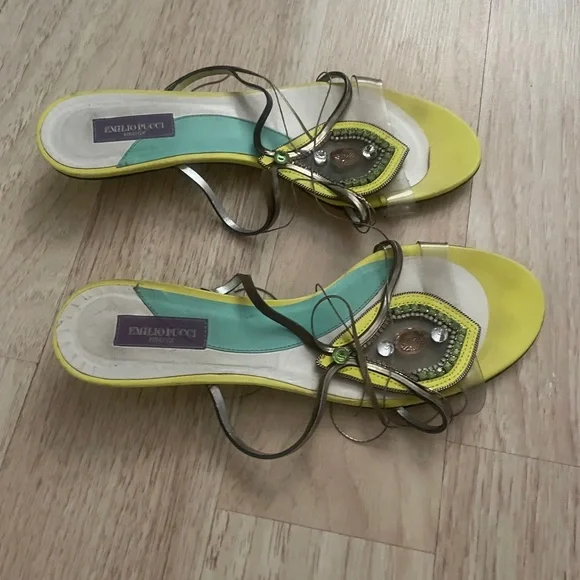Emilio Pucci Yellow and Green Sandals - Picture 4 of 4